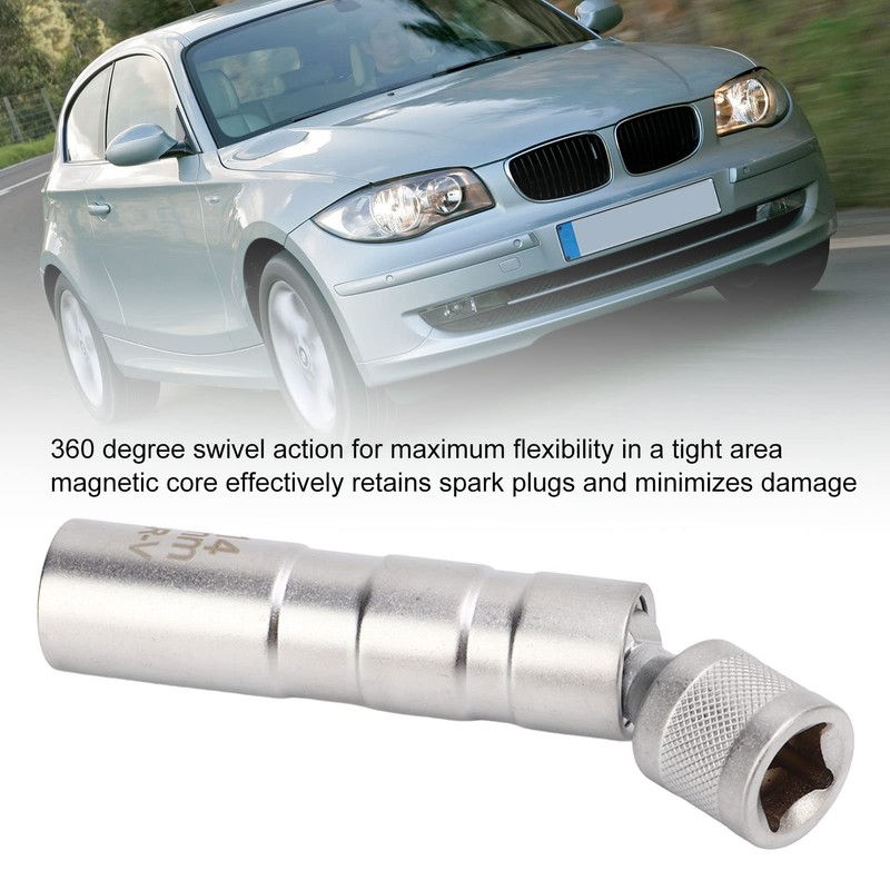 Magnetic Swivel Spark Plug Socket, Chrome Vanadium Alloy Steel 3/8in