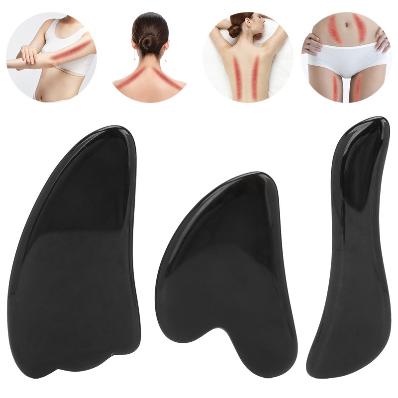 Professional Obsidian Face Massage Gua Sha Tool Portable Body Therapy