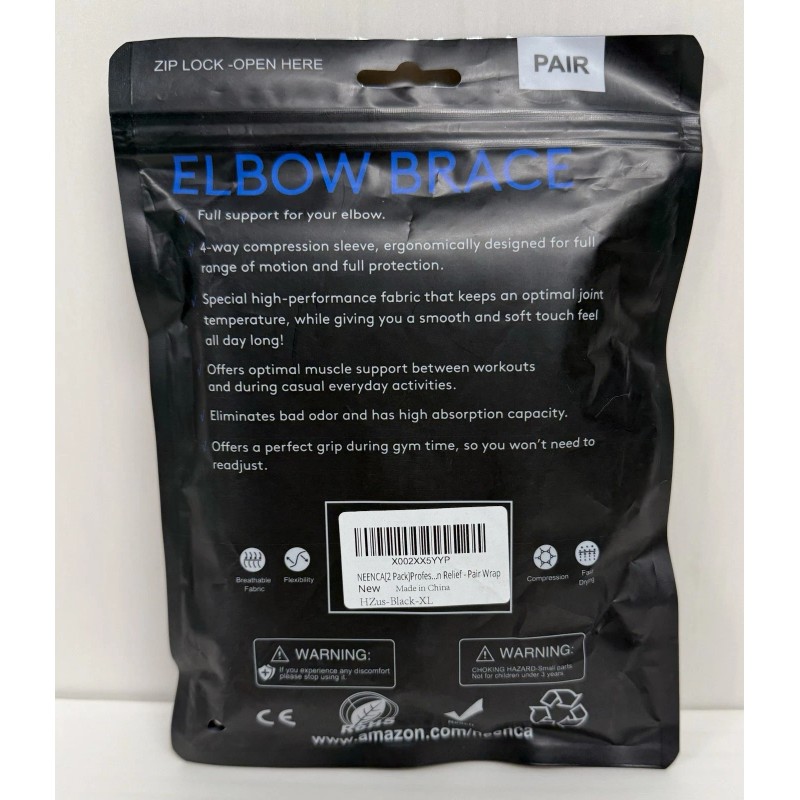 NEENCA PROFESSIONAL ELBOW BRACE COMPRESSION SUPPORT SLEEVES 2-PACK 1 Pair