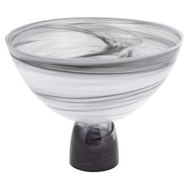 Badash Milky Way Glass Centerpiece Bowl - 10" Handcrafted European Mouth-Blown Black and White Alabaster Glass Pedestal Fruit or Accent Bowl