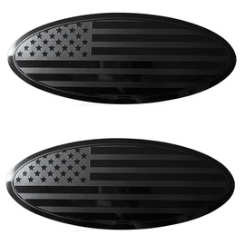 Yojunauto for Ford Emblem, 9.5 Inch Black Front Grille Rear Tailgate Overlay American Flag Emblem Fits 2015-2021 F150 (Pack of 2)
