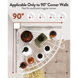 Orimade Corner Shower Caddy with 2 Hooks Wall Mounted Metal Bathroom Shelf Storage Organizer Adhesive No Drilling 2 Pack, White Only for 90-Degree Corner