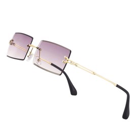 NIEEPA Fishion Small Rectangle Sunglasses Vintage Women Men Tinted Rimless Eyewear Ultralight Candy Color Ocean Sun Glasses Shades