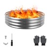 Raynesys 48 Inch Round Galvanized Fire Pit Ring, Silver Round