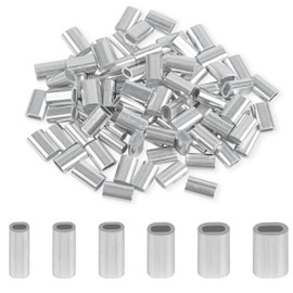 FUSIGO Aluminum Fishing Line Crimp Sleeves, 120pcs Single Barrel Oval Crimping Loop Sleeves Tubes Fishing Line Connector Fishing Wire Leader Rigging Tackle for Wire Rope Cable (3.7 * 1.8mm-120pcs)