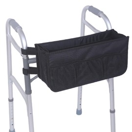 Walker Basket - Foldable Walker Bag with Cup Holder - Fits Folding Walkers (Black)
