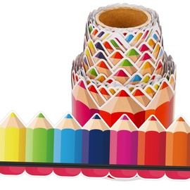 Wonmon 36 Ft Pencils Bulletin Board Border Roll, Colorful Pencil Border Crayon Bulletin Board Border Trim for Back to School Classroom Office Wall Window Bulletin Board Decorations