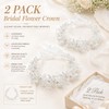 2 Pcs Flower Girl Headpiece, Silver Pearl Rhinestone Flower Hair