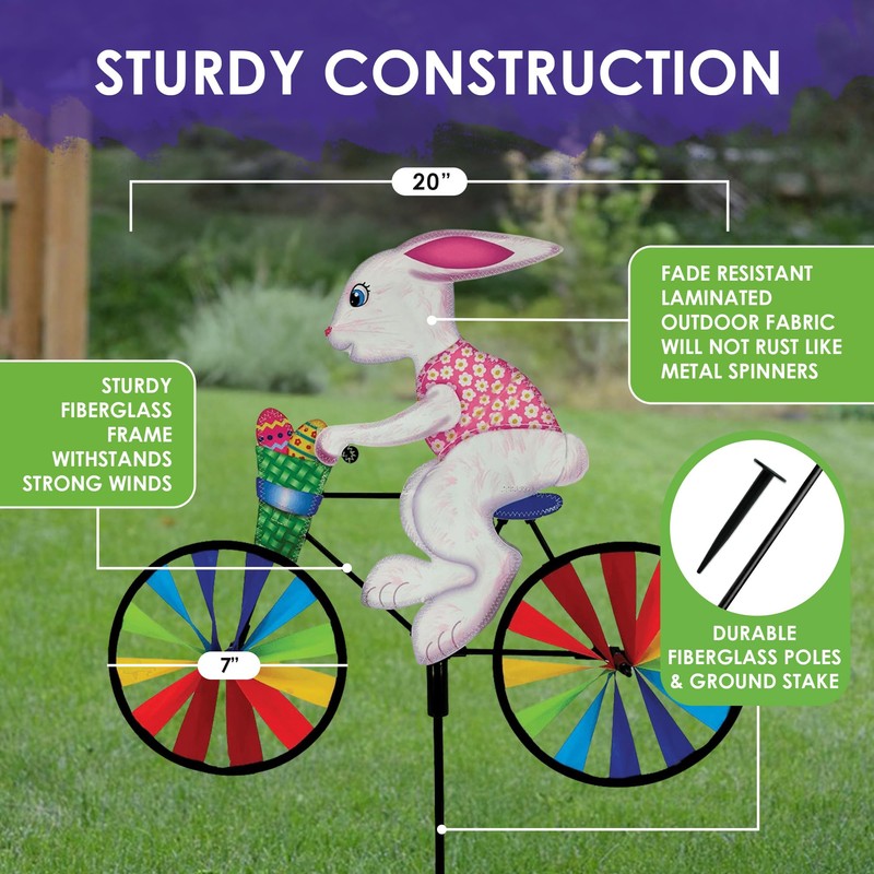 Bike Spinner Easter Bunny 20" – Springtime Rabbit Design, Weather-Resistant