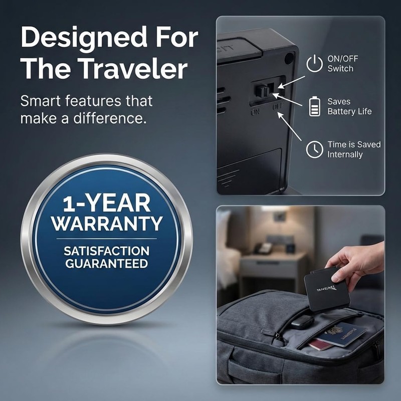 Digital Travel Alarm Clock - No Bells, No Whistles, Simple