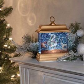 Roman 133359 Led Swirl Printed Joy and Holy Family Lantern, 8.5 inch, Multicolor