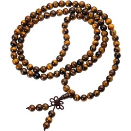 Addmluck 108 Mala Beads Meditation Necklace 7 Chakra Tree of Life Pendant Necklace Prayer Buddha Beaded Bracelets Healing Stone Yoga Necklace for Men and Women Jewelry(tiger eye)