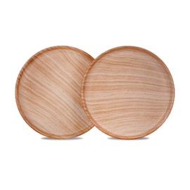 Ceramic Plant Saucer | Plant Trays for Indoors | Drip Tray | Plant Pot Saucers (5.75in + 5.75in, Wooden Grain)