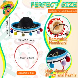 Jexine 48 Pcs Cinco De Mayo Fiesta Party Favor Supplies, Sombrero Hats, Necklaces, Fiesta Eyeglasses for Mexican Party Decor(Felt Style)