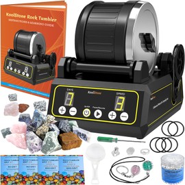 KoolStone C1 Rock Tumbler Kit - Professional Large 2.5LB Capacity, Up to 5X More Noise Cancelling, Adjustable Timer & Speed with Full Accessories & Memory Function, Ideal for Adults Kids