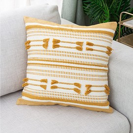 MOCOFO Woven Cut Flower Craft Waist Pillow Sofa Cushion Fabric Office Hug Pillow Case European Style Simple Wild West Pillowcase (Yellow, 50*50cm)