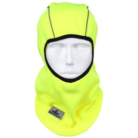 MCR Safety 250-Gram Polyester Fleece Balaclava Face Mask, Reflective Binding, Cold Weather Winter Face Protection, High-Visibility Lime