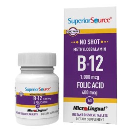Superior Source B12 1000 Mcg Y Ácido Fólico 60 Tabletas