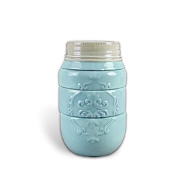 Young's Inc 4"x4"x6.5" Blue Ceramic Stacking Measuring Cups