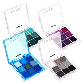 Healeved Matte and Glitter Eyeshadow Palette - 4 Pcs Eye Shadow Pallets for Women, 36 Make-Up Palettes, Blue, Purple, for Girls Make Up