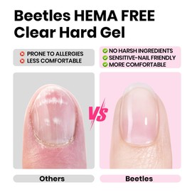 Beetles HEMA-Free Hard Gel Set-Dewy Breeze 0.5 oz Mini Size 9 in 1 Nail Extension Sculpting Apex Building for First-Time Users Professionals,Clear Builder Nails Gel, UV & LED Lamp Needed