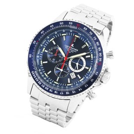 Lad Weather Men's Wristwatch, Swiss Tritium, Chronograph, Water Resistant to 100 Meters, Pilot Watch, deep blue, Bracelet Type