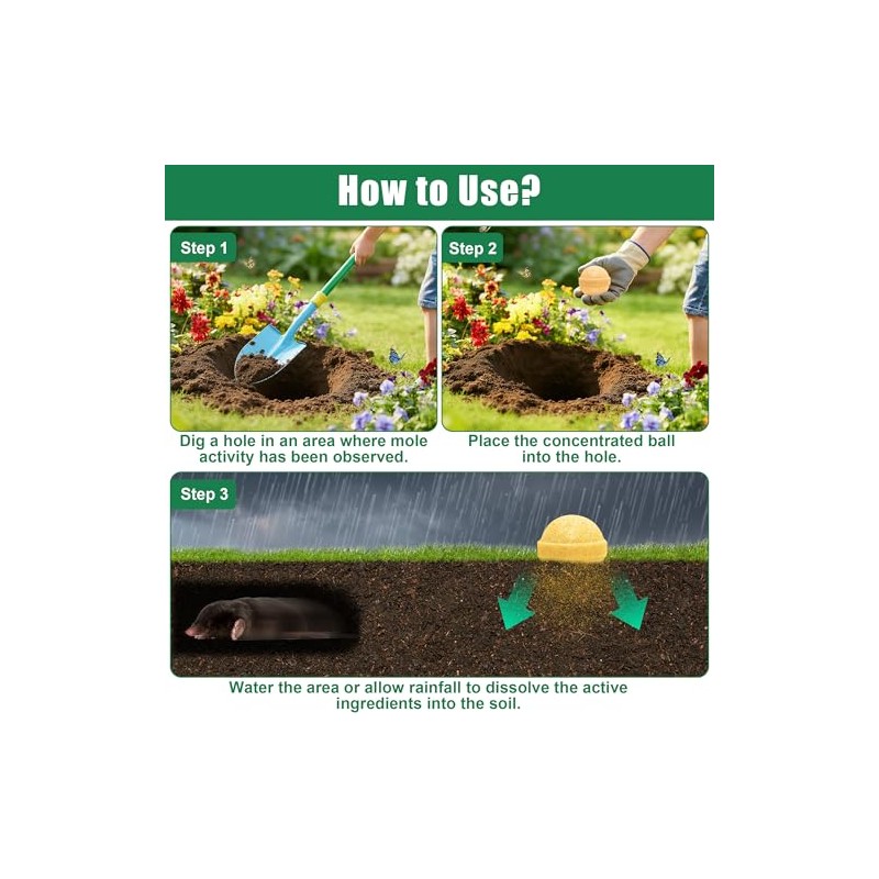 36Pack Mole Repellent Balls for Yard - Natural Pest Control