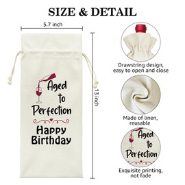 LAGZDFC Aged To Perfection Wine Champagne Gifts Bag, Reusable Wine Wrap Bag, Happy Birthday Décor Gifts for Men Women Family Friends Wife, Birthday Party Decoration Supplies for Coworker Boss