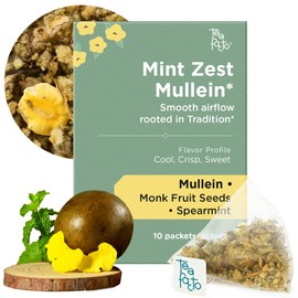 Tea Facto Mint Zest Mullein Tea Bags - Whole Mullein and Spearmint Tea Bags with Monk Fruit Seeds - 10 Packs