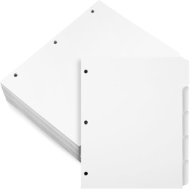 Harloon 250 Dividers Blank Writing on Binder Dividers 3 Hole Punch Dividers 1/5 Cut Tabs Heavyweight Letter Size Ring Binder Dividers 50 Sets for Project Class Presentation (White)