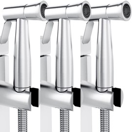Purrfectzone 3 Pack Bidet Sprayer for Toilet, Handheld Kit, Easy-to-Install Toilet Shattaf Set, Hand Held Stainless Steel Shower with Adjustable Flow, Cloth Diaper wash