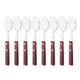 Uniturcky Teaspoons Set of 8, 304 Stainless Steel Dessert Spoon with Red Wooden Handle, 6.3 Inches Ice Cream Spoons Stirring Spoons for Coffee Appetizer, Bistro Small Spoons