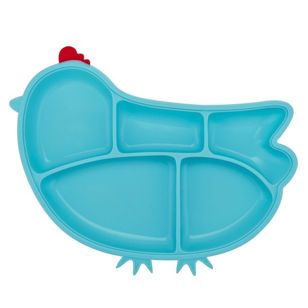 Innobaby Din Din Smart - Plato de silicona para pollo, diseño de niños, Azul