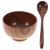 STOBAZA 2 Set Wooden Bowl and Spoon Set Tableware for