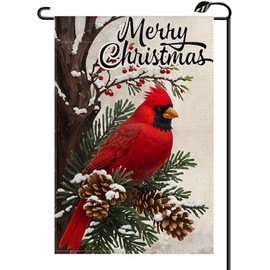 Cardinal Bird Christmas Garden Flag 12x18 Inch Vertical Double Sided Seasonal Winter Xmas Snow Pinecone Small Flags Farmhouse Outside Decoration For Yard SD43