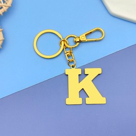Initial Letter Keyring Initial K Key Ring for Purse Handbags Bag Wallet Gold A-Z Alphabet Monogram Letter Key Chain for Girls Christmas Graduation Gifts Birthday Gifts for Best Friend Daughter Son