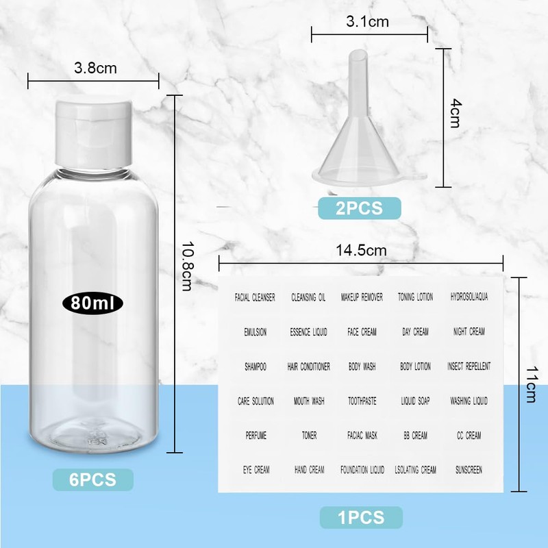 flintronic 80 ml Empty Travel Bottles Set, Travel Bottles for