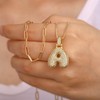 Turandoss Bubble Letter Necklace Gold for Women - 18K Gold