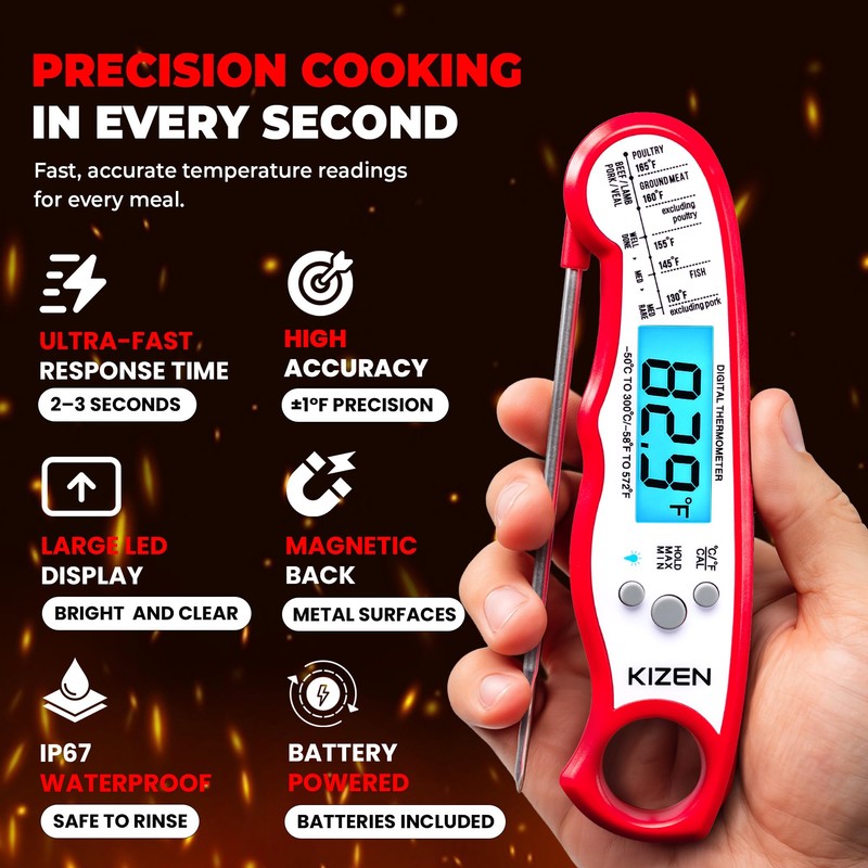KIZEN Instant Read Meat Thermometer Digital - Food Thermometer for
