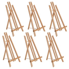 U.S. Art Supply 18" Large Tabletop Display Easel - Beechwood Artist A-Frame Display Stand, Wooden Easel for Painting, Canvas Stand, (Pack of 6) Classrooms Events Photo Picture Sign Holder
