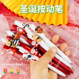 Christmas Gift Donut Ballpoint Pen Stationery - Santa, Rudolph, Tree, Snowman Characters - Promotional Item Free Size/0.5mm Christmas Snowman 300ea