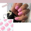 24PCS Short Square False Nails Pink | Stick on Press
