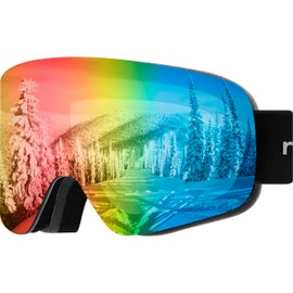 Retrospec Flume Ski Goggles for Men and Women UV Protection, Over Glasses Anti-Fog, Scratch Resistant Snow Goggles for Skiing and Snowboarding