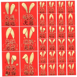 TEHAUX 30pcs 2023 Year of The Rabbit Red Packets Cash New Year Coins Stickers Wallet Money Tin Decoration Decals Years Bank Surprise Supply Barrier Happy Bunny Red Packets Paper
