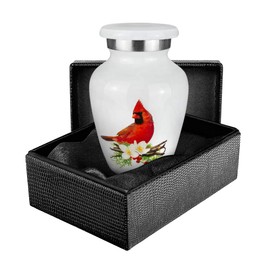 Peace and Harmony Beautiful Red Cardinal Small Keepsake Urn for Human Ashes - Qnty 1 - A Comforting Resting Place for Loved One Lost - with Velvet Bag