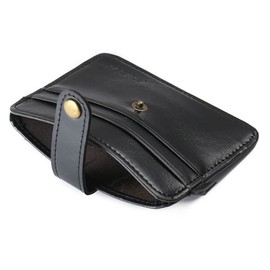 gofidin Black Card Holder Bags Men Leather Small ID Credit Keychain Wallet Slim Business Wallet Slim Mini Coin Purse