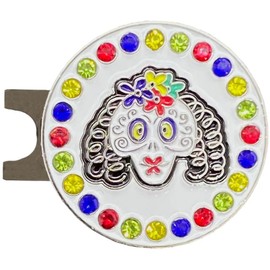 Giggle Golf Bling Sugar Skull Golf Ball Marker with A Standard Hat Clip