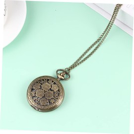 KONTONTY 1pc Retro Hollowed Quartz Pocket Watch Necklace Chain Vintage Design Steampunk Style for Collectors and Fashion Enthusiasts