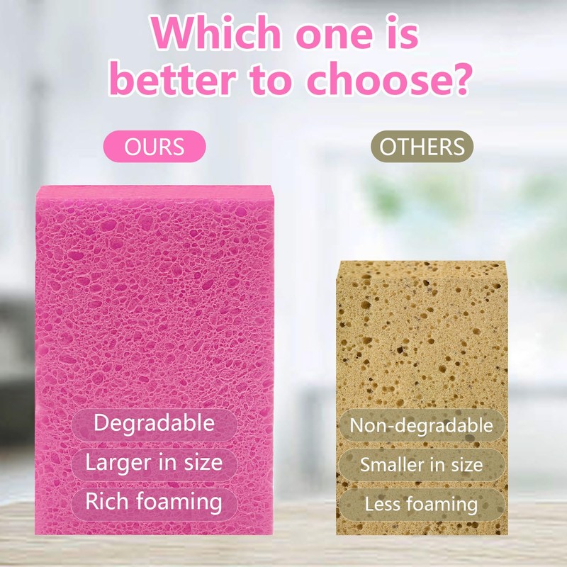 Cellulose Sponges, Large Size 4" x 6" x 1" -