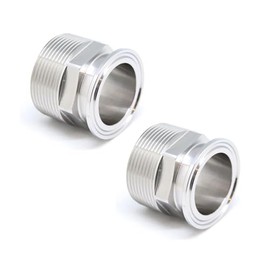 QiiMii 1.5" Tri Clamp Adapter to 1.5" MNPT Thread Ferrule Hexagonal Sanitary Pipe Fitting (2 Pack)
